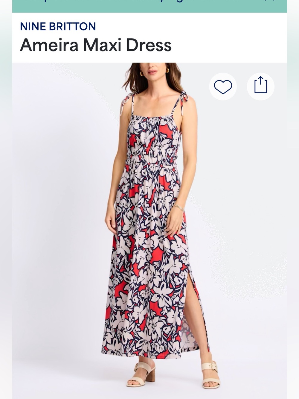 nine britton Navy, Red & Cream Floral Maxi Dress